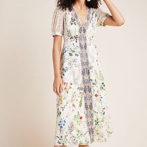 Donna Floral Midi Dress Anthropoligiw SZ L, NWT